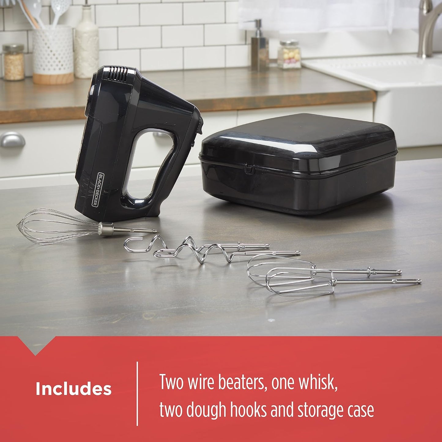BLACK+DECKER MX3200B 6-Speed Hand Mixer with Turbo Boost, Black