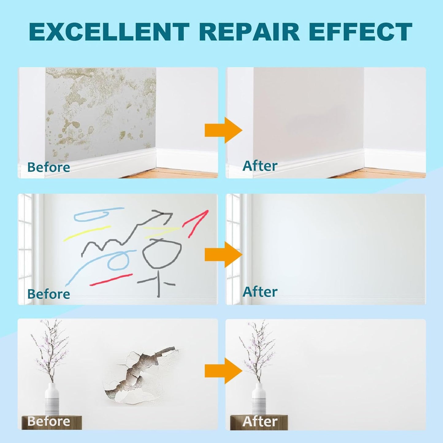 White Paint for Wall Touch up Paint for Walls, Portable Small Roller Brush Wall Repair Tool - No Extra Tools Required, Low VOC