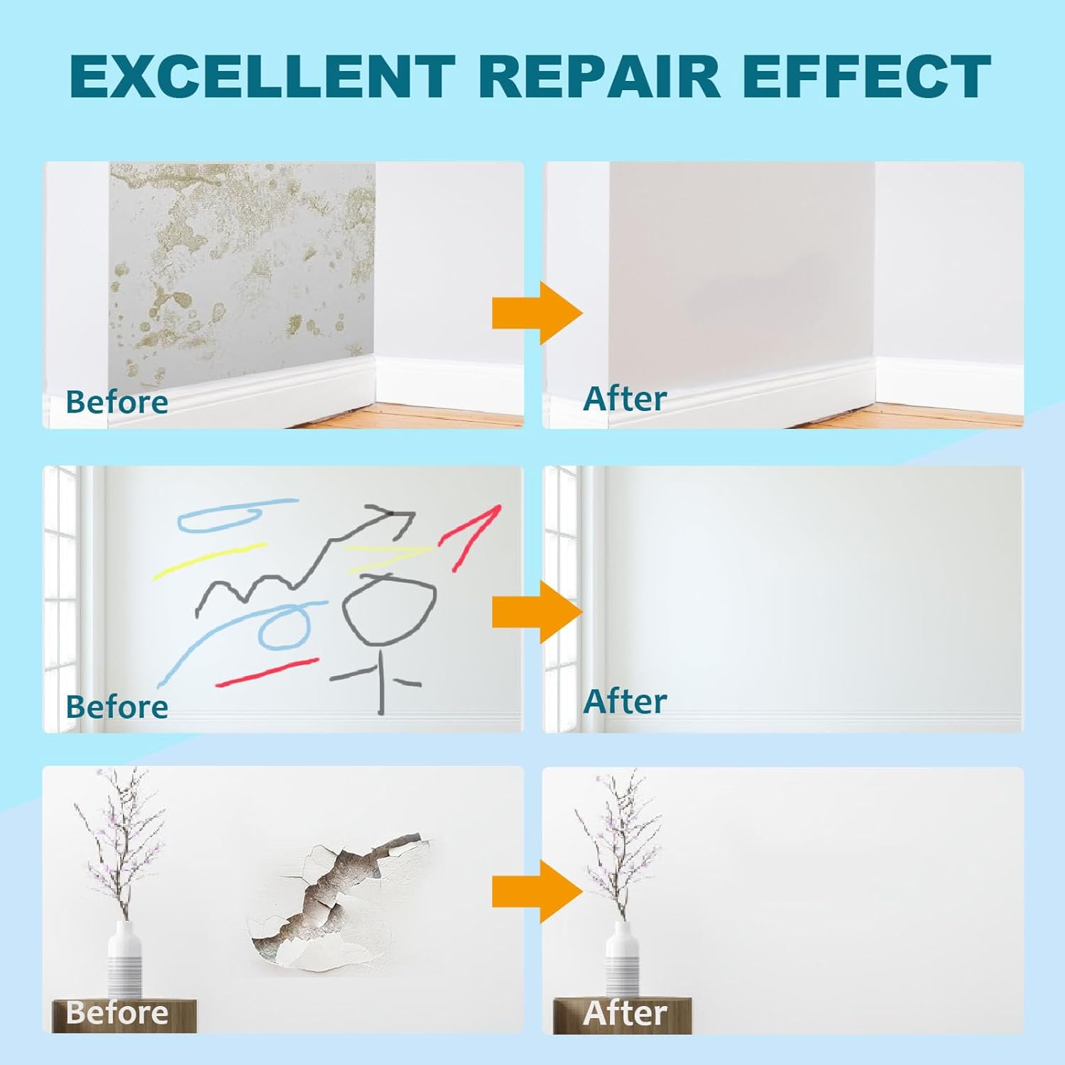 White Paint for Wall Touch up Paint for Walls, Portable Small Roller Brush Wall Repair Tool - No Extra Tools Required, Low VOC