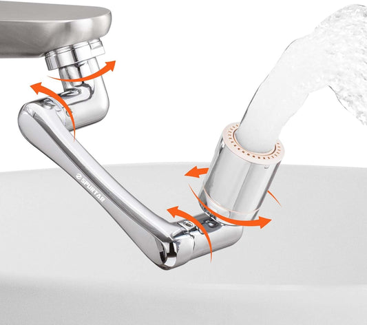 1440° Faucet Extender with 2 Water Outlet Modes - 1080° Swivel + 360° Rotatable Aerator, Multifunctional Kitchen Extension, Splash Filter for Bathroom Sink