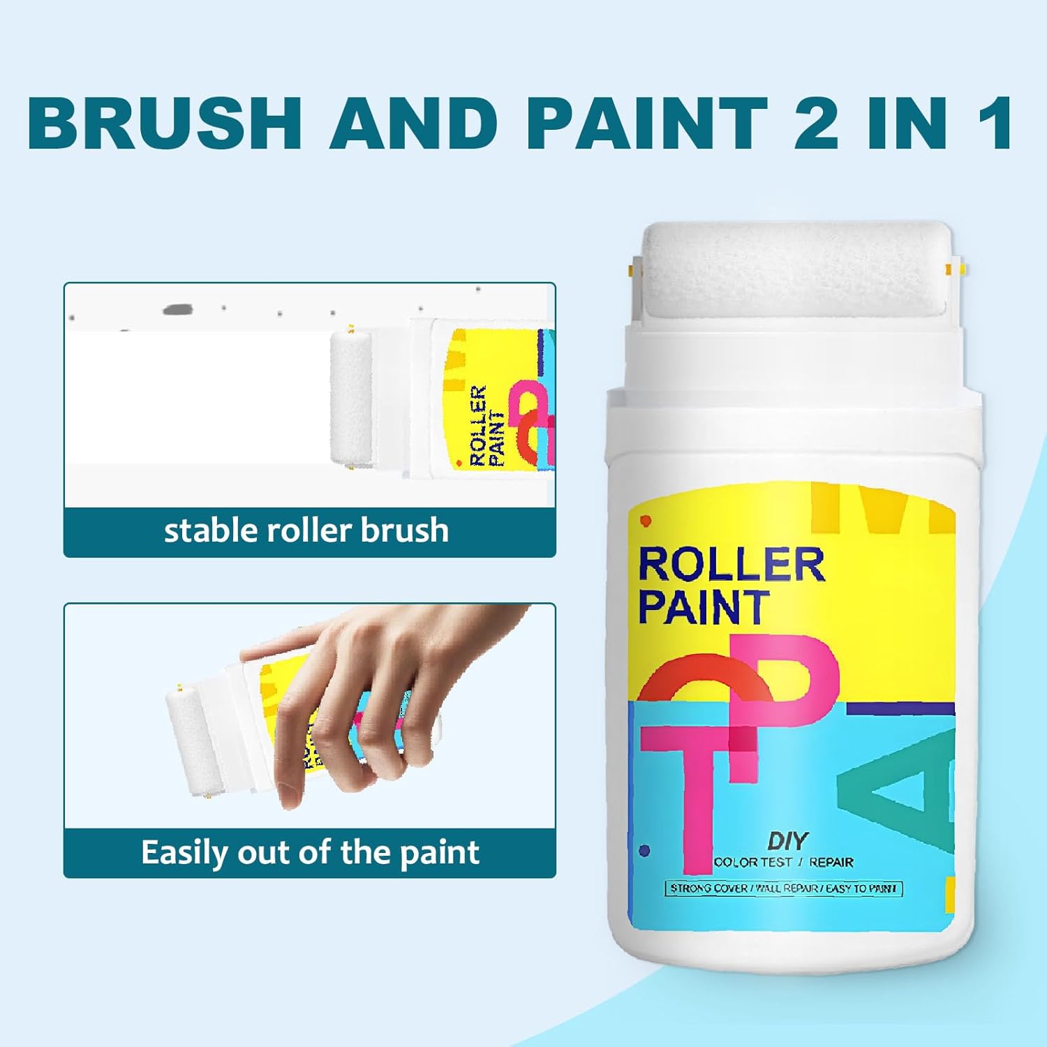 White Paint for Wall Touch up Paint for Walls, Portable Small Roller Brush Wall Repair Tool - No Extra Tools Required, Low VOC