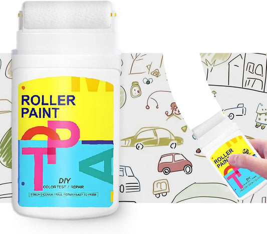 White Paint for Wall Touch up Paint for Walls, Portable Small Roller Brush Wall Repair Tool - No Extra Tools Required, Low VOC