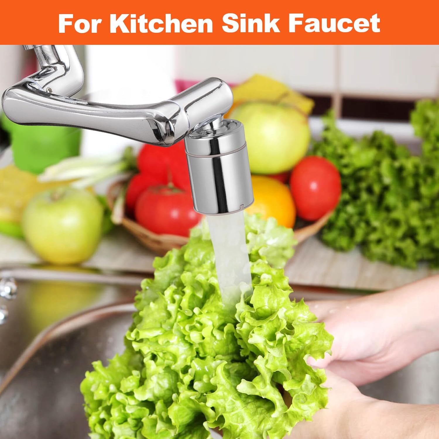 1440° Faucet Extender with 2 Water Outlet Modes - 1080° Swivel + 360° Rotatable Aerator, Multifunctional Kitchen Extension, Splash Filter for Bathroom Sink