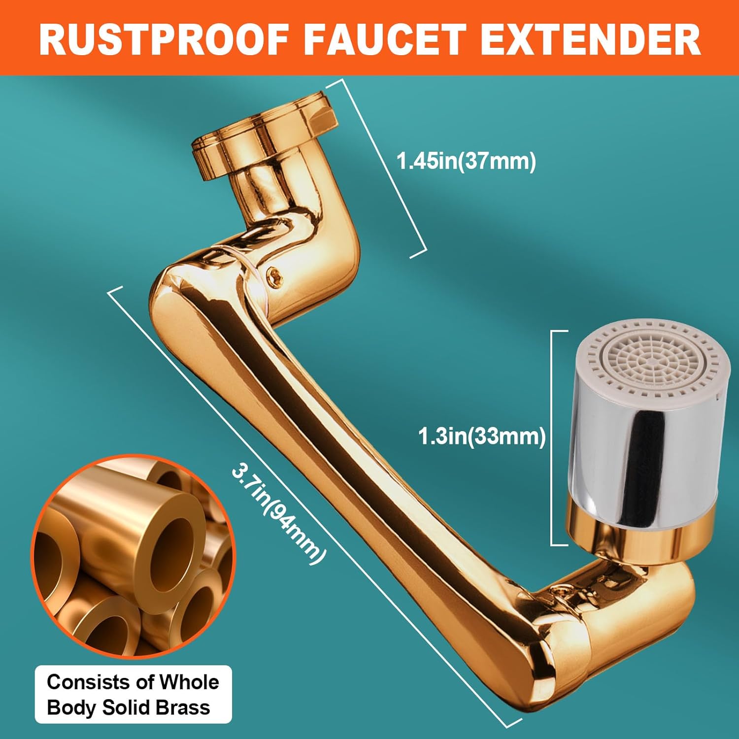 1440° Faucet Extender with 2 Water Outlet Modes - 1080° Swivel + 360° Rotatable Aerator, Multifunctional Kitchen Extension, Splash Filter for Bathroom Sink