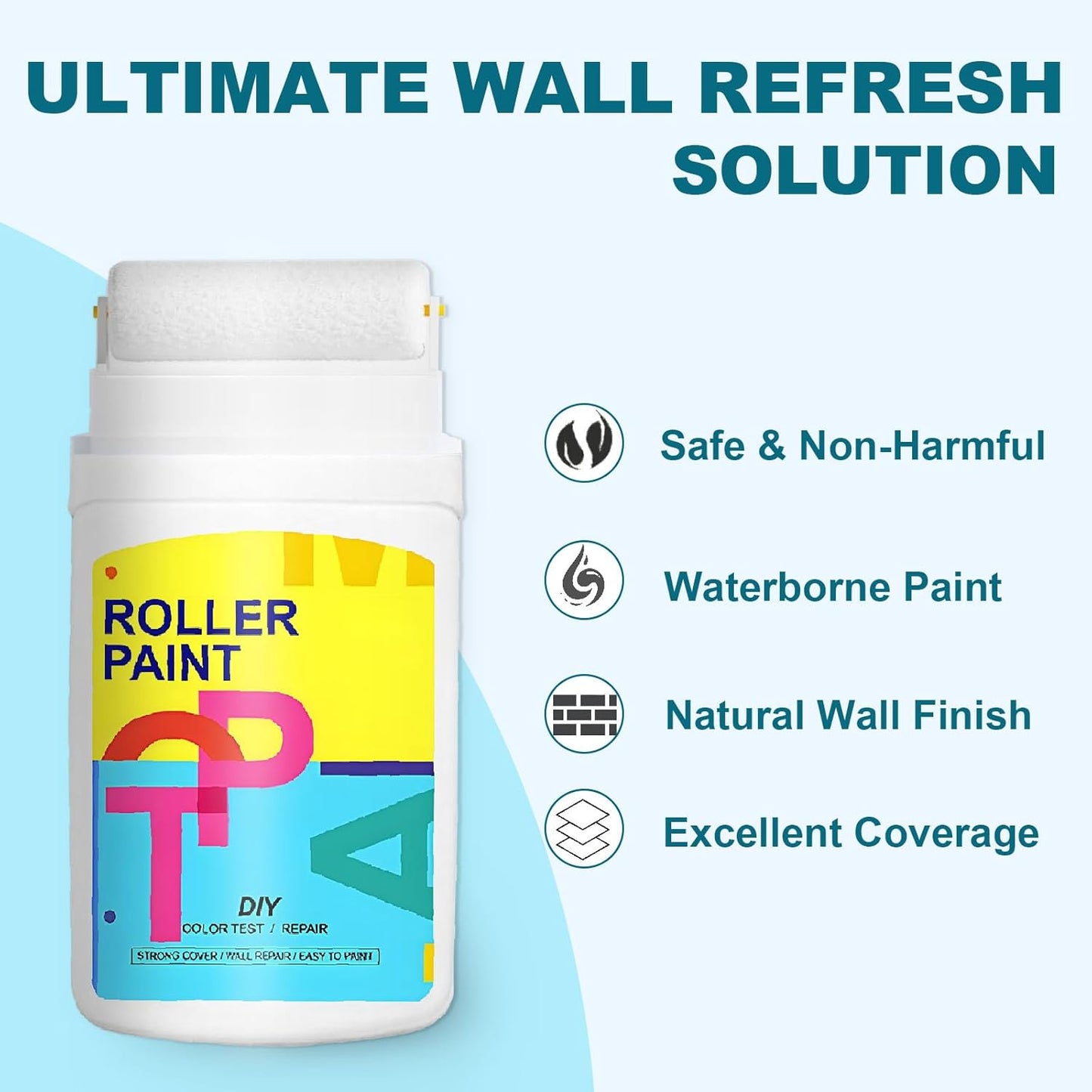 White Paint for Wall Touch up Paint for Walls, Portable Small Roller Brush Wall Repair Tool - No Extra Tools Required, Low VOC
