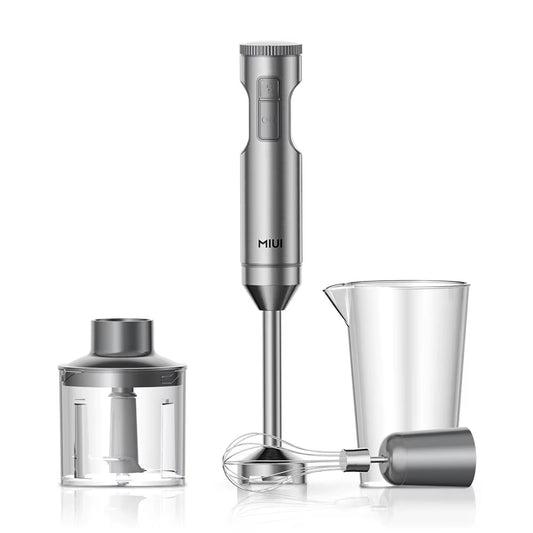 1000W 4-In-1 Stainless Steel Hand Immersion Blender with Mixing Beaker, Processor & Whisk
